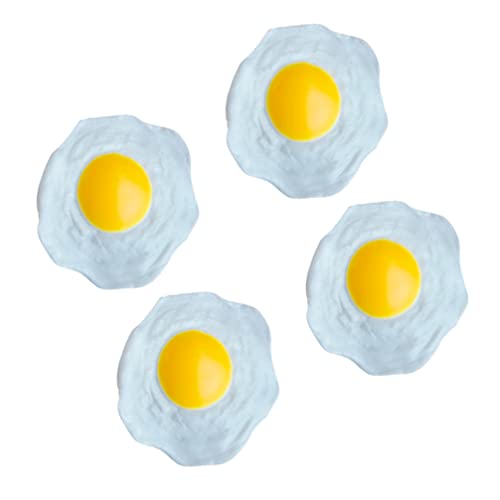 Toyvian 4Pcs Realistic Fried Egg Artificial Fake Poached Egg Props ...