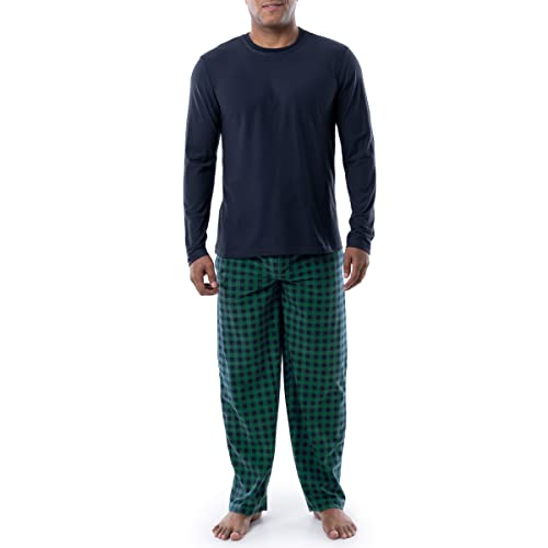 IZOD Men s Flannel-Fleece Long Sleeve Top and Pant Sleep Set...