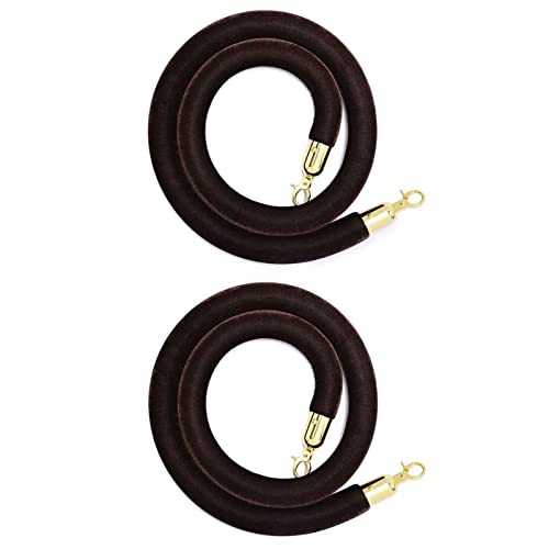 2 Pack Black Velvet Stanchion Rope with Gold Hooks, Crowd Control R...