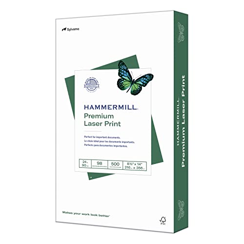 Hammermill Premium Laser Print 24lb Copy Paper, 8.5x14, 1 Ream, 500...
