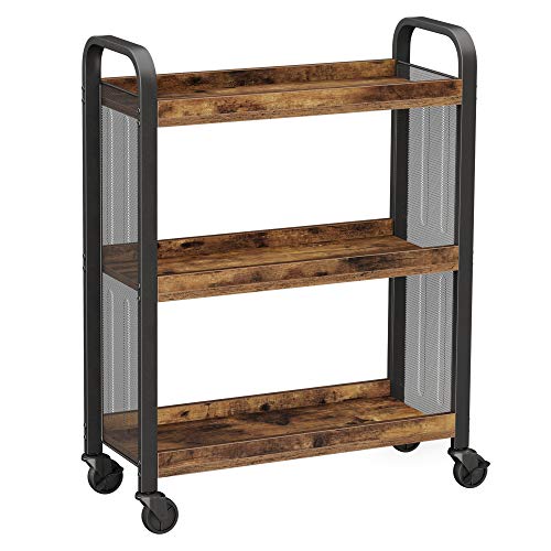Vasagle Kitchen Trolley, Rolling Cart, Serving Trolley with Univers...