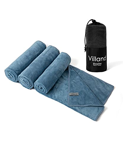 Villand 3 Pack Microfiber Sport Towels, 450 GSM Ultra Thick Fast Dr...