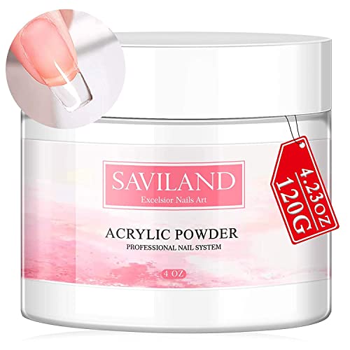 Saviland Clear Acrylic Powder 4.23oz - Professional Crystal Polymer...