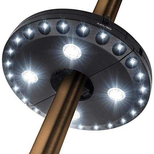 (Black) - Patio Umbrella Light 3 Brightness Mode Cordless 28 LED Li...