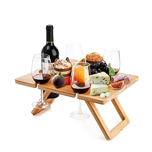 Bamboo Travel Picnic Table 48x38x25CM, Portable, Lightweight Table ...