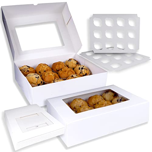 10 Pack Of 12 Hole Cupcake Boxes In White Color With Clear Window I...