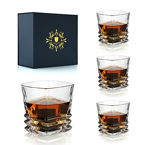 Whiskey Glasses Set of 4 - 300 ml 10 oz Luxury Bourbon Scotch Cog...