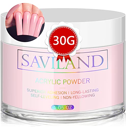 Saviland Pink Acrylic Powder - 30g Professional Colored Acrylic Nai...