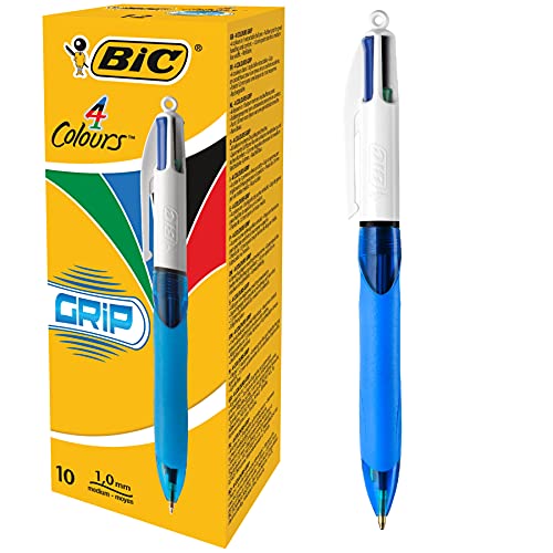 BIC 4 Colour Grip Original Ballpoint Pen, Bulk Pack of 10 - Medium ...