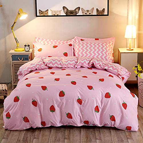 Strawberry Duvet Cover Set Queen Size Strawberry Printed Bedding Du...