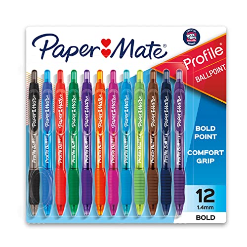 Paper Mate Profile Retractable Ballpoint Pens, Bold (1.4mm), Assort...