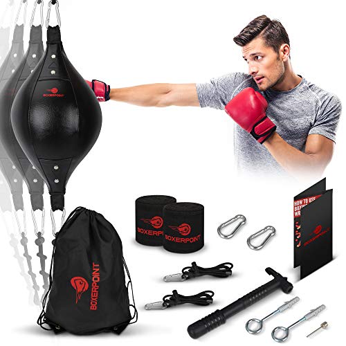 Boxerpoint Double End Punching Ball Kit. PU Leather, Adjustable Cor...