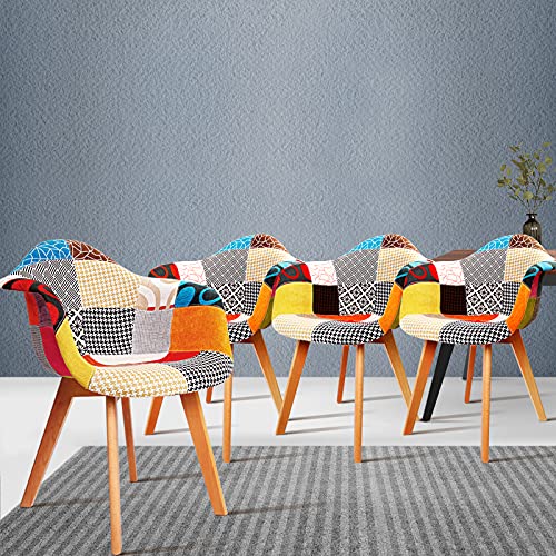 Artiss Dining Chairs Set of 4, Fabric Wooden Eames Dining Chairs...