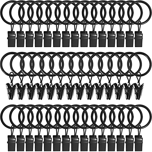 AMZSEVEN 44 Pack Metal Curtain Rings with Clips, Curtain Hangers Cl...